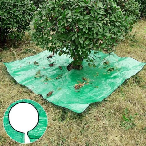Tapis de coupe paysager avec trous de 30,5 cm avec boucles d'angle pour élagage d'arbres et d'arbustes, toile cirée imperméable (1/5)