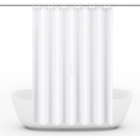 Rideau de douche imperméable 180x180 cm – Couleur unie blanche, anti-moisissure, avec 12 crochets inclus – Pour salle de bain (1/5)