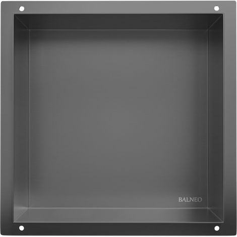 BALNEO - niche murale 30x30x10 cm gris foncé en acier inoxydable WALL-BOX NO RIM - étagère murale encastrée sans cadre (1/5)