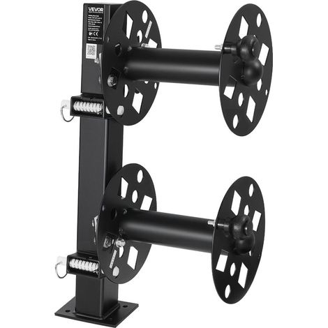 Dévidoir Double pour Câble de Soudage Enrouleur en Acier Thermolaqué avec Goupille de Verrouillage 415x250x670mm (1/5)