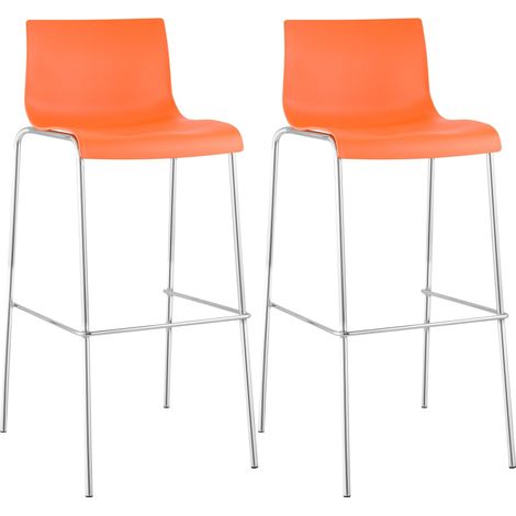 Lot de 2 tabourets de bar Hover en plastique Orange Chrome (1/5)