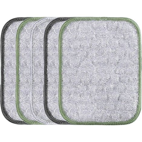 Confezione da 5 panni antigraffio in filo metallico, panno per la pulizia a doppio scopo, esterno con trama resistente, design sicuro per uso asciutto e bagnato, per pentole, grill, forno, lavello, 16