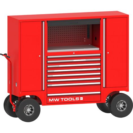 Servante d'atelier robuste XXL - 514 outils - 8 tiroirs et 2 armoires - Roues tout-terrain Ø458 mm avec freins à disque MW Tools MWE512MAX3
