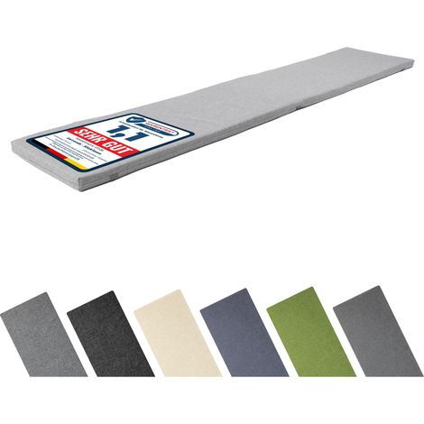 Garronda Coussin Exterieur Impermeable 180x40 cm pour Banc de Jardin Canapé et Balancelle Housse en Polyester Résistant UV pour Terrasse Balcon et Intérieur avec Élastiques GD-0220 Gris clair (1/5)