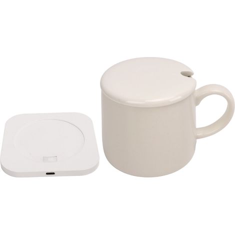 Chargeur de tasse chauffant sans fil 50°C, réchauffe-mug avec support pour téléphone, prise 100-240V, pour café et boissons chaudes (1/5)