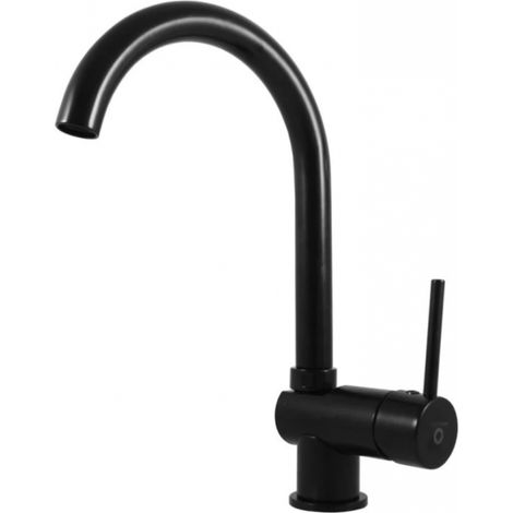 Mitigeur évier basse pression orientable en laiton noir mat H. 32,8 cm