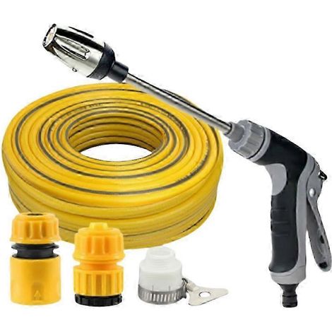 Nettoyeur haute pression Qinux Waterblitz - Nettoyage haute efficacité, kit pistolet long T8 + 3 raccords + tuyau rond de 5 mètres