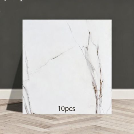 Un juego de 10 paneles de papel pintado autoadhesivos con estampado de mármol (no son azulejos reales, dimensiones: 30 x 30 x 0,2 cm). (1/5)