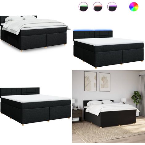 vidaXL Sommier à lattes de lit avec matelas Noir 180x200 cm Tissu (1/5)