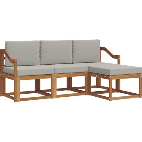 Outdoor Sofa Set with Cushion 4 pcs Natural and Light Grey vidaXL (1/5)