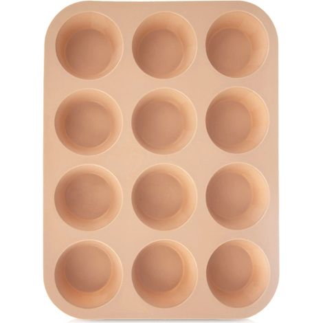 Silicone Muffin Tray, Beige, 12-Cup, 32.5x25x3 cm (1/5)
