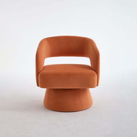 Sillón giratorio 360° en tejido naranja MODENUIT (1/5)