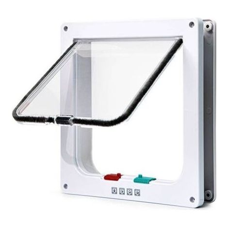 Chatière pour Chat avec magnétique à 4 voies , porte pour animaux de compagnie pour chats et petits chiens, 23.5 x 25 x 5.5cm L blanc pratique pour l'installation chatières et portes manuelles (1/5)