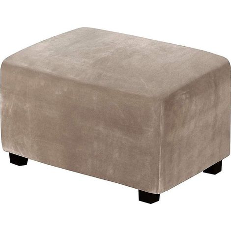(marron B)housses De Pouf Extensibles Housse Ottomane En Velours Housse De Repose-pieds Rectangle Housse De Protection Pour Repose-pieds (1/5)