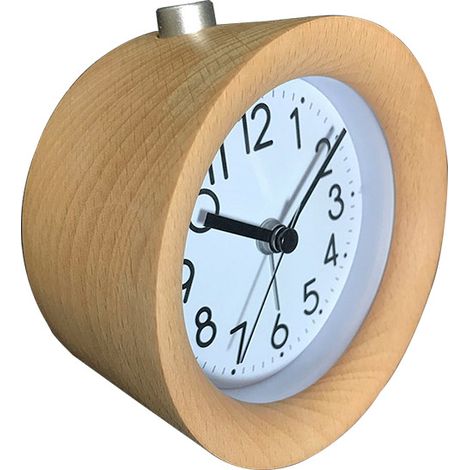 BEBUSINGOTO Wecker mit Schlummerfunktion, Nano-Wecker aus Holz ohne Ticken, klassischer analoger Wecker mit Zeigern, Nachtlicht, batteriebetrieben (1/4)