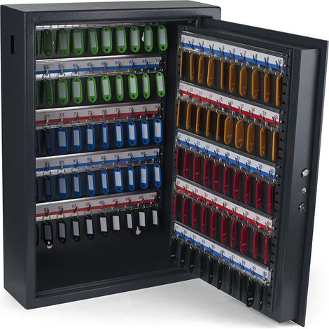 Pavo 8056019 High Security Armadietto di Sicurezza per Chiavi con Chiusura Elettrica, con 100 Gancetti, Grigio Scuro
