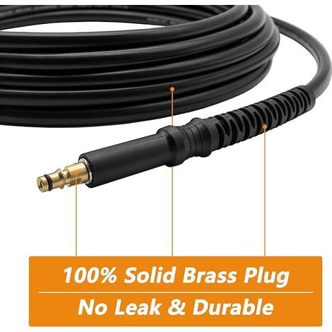 Tuyau de remplacement 6 m pour nettoyeur haute pression, raccord rapide, pistolet à eau haute pression, compatible Kärcher K2 à K7, nettoyage efficace (1/3)