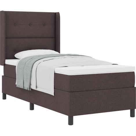 Maison Exclusive - Lit à ressorts avec coussin Marron foncé 200 x 80 cm tissu (1/5)