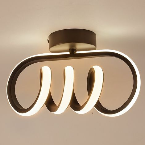 Plafonnier Intérieur LED 40W, Design Spirale, Lampe de Plafond en Fer, Luminaire Industrielle Moderne pour Salon Couloir Entrée Escalier Noir Lumière Chaude (1/5)
