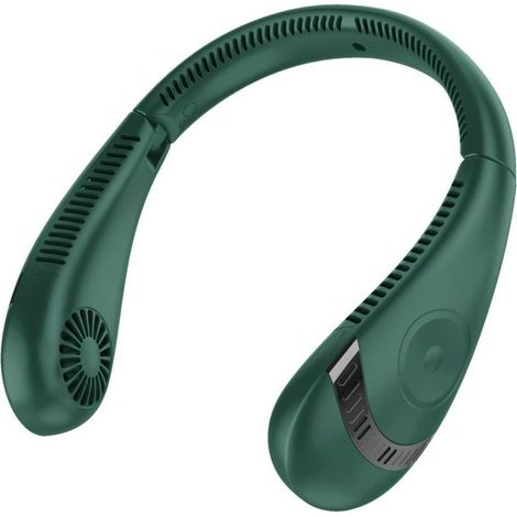 Ventilateur Mains Libres Sans Pale, Ventilateur Personnel Portable Fonctionnant Avec Une Batterie Ventilateur USB, 3 Vitesses - Vert Foncé (1/5)