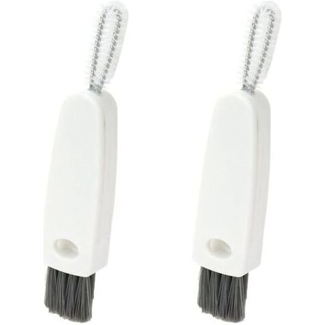 Paquet de 2 petites brosses de nettoyage de bouteilles d'eau 3 en 1, outil de nettoyage de biberons, brosse de nettoyage de carottes pour gobelet, blanc (1/5)