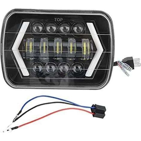 300W 7 Pouces LED Phare de Voiture en Aluminium Shell Carré Lampe Avant LED Phare de Voiture Convient pour J-e-e-p W-Rangler, YJ 1987-1995, Cherokee XJ 1984-2001, MR2, Celica, Tacoma (1/4)