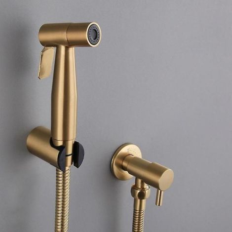 Kit de robinetterie de bidet pour salle de bain, douchette de bidet en or brossé avec robinet d'arrêt (1/5)