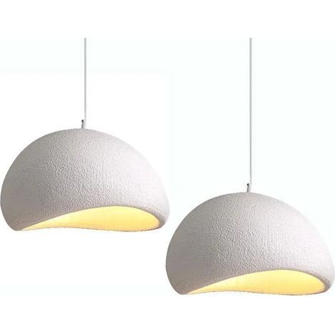2pcs Moderne Suspension Luminaire Industriel Créatif Lustre Plafonnier en Ciment Design Edison pour Salon Chambre,Blanc (1/5)