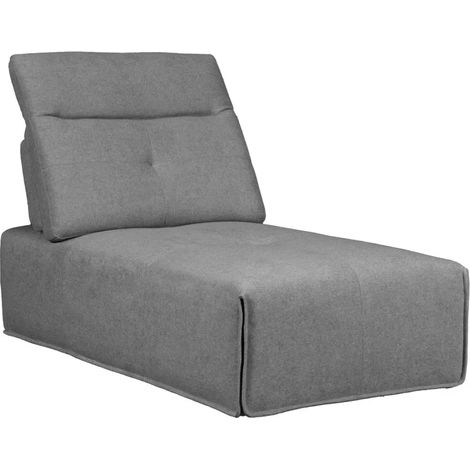 Méridienne en tissu gris avec dossier et appui-tête réglables - LIVING (1/5)