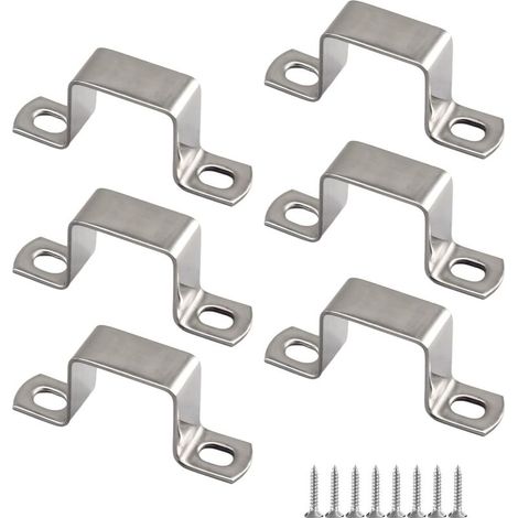 Lot de 6 supports de tuyau carrés en forme de U 50 x 50 mm en acier inoxydable 304 livrés avec vis autotaraudeuses en acier inoxydable (1/4)