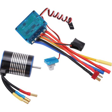 Kit moteur Hobbyfans 3650 4300KV avec variateur électronique de vitesse (ESC) brushless programmable 60A pour voiture RC 1/10 (1/5)