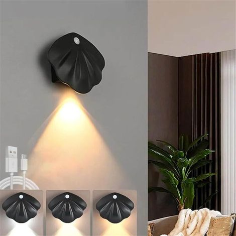 Magnetische Innenwandleuchte mit Batteriebetrieb und Bewegungsmelder, variable Helligkeit, 3 Temperaturen, farbiges Nachtlicht, USB-aufladbar, schwarz (1/5)