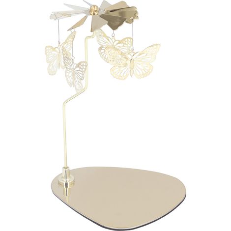 Bougeoir rond triangulaire style romantique européen en acier inoxydable, carillon éolien rotatif pour aromathérapie, bougeoir papillon (1/5)