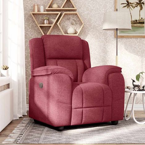 Sillón reclinable de tela rojo tinto vidaXL