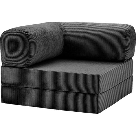 COSIMA - Fauteuil petit velours côtelé Noir (1/5)