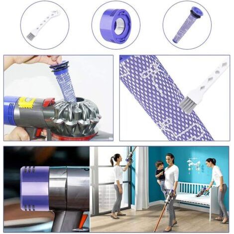 7-teiliges Ersatzfilter-Set für Dyson V8 und V7 Akku-Staubsauger – Inklusive 3 HEPA-Nachfiltern, 3 Vorfiltern und 1 weißer Reinigungsbürste (1/5)