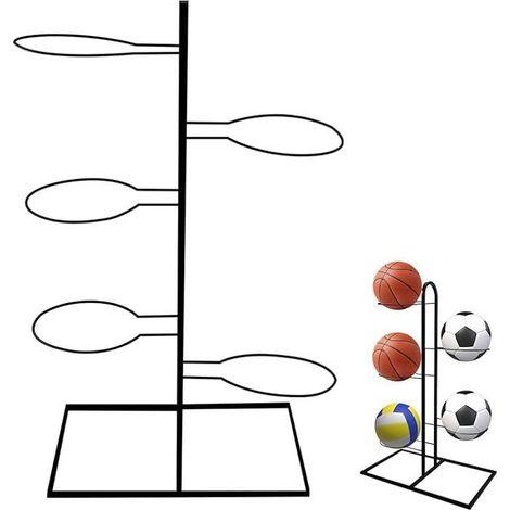 Support ballon métallique 5 grilles - Nosheir - Rangement vertical, noir, garage (1/5)