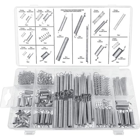 200-teiliges Druckfeder-Set, mechanische Zugfedern, 20 Größen, geeignet für alle Arten von Werkzeugen und Geräten, von Handwerkzeugen bis hin zu Kraftfahrzeugen
