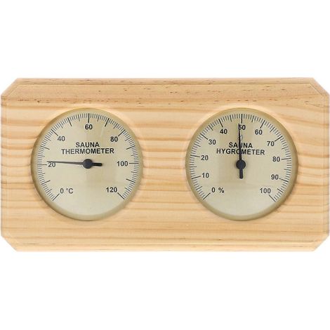 Thermomètre-hygromètre en bois pour sauna, indicateur de température et d'humidité intérieure, pour la surveillance de la température de votre sauna domestique. (1/4)