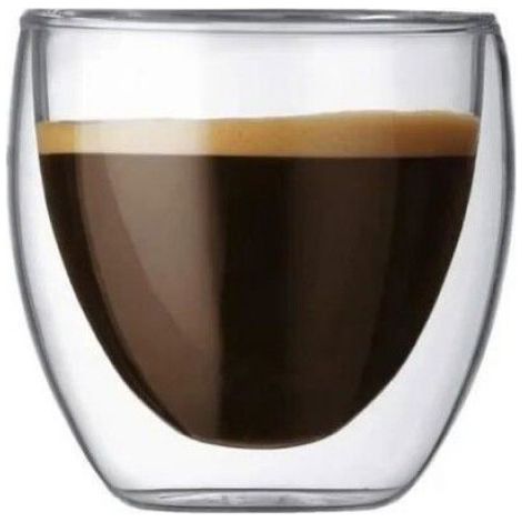Coffret de 6 tasses à café expresso - Verre - Double paroi - 80 ml - Bleu (1/4)