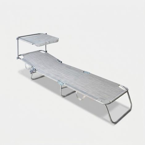 Tumbona plegable con toldo Rimini - Gris