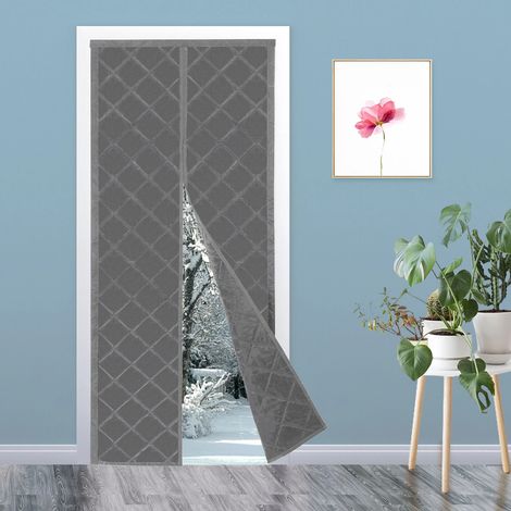 Gray Insulated Cold & Hot Air Magnetic Thermal Insulated Door Curtain 34x82inch