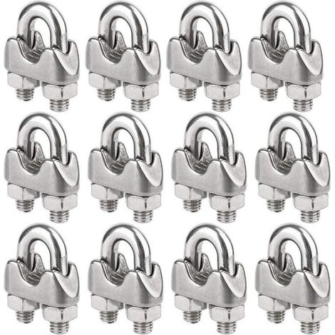 Lot de 12 Serre-câbles étrie en Acier Inoxydable pour Câble Métallique de 4mm Diamètre(M4) (1/5)
