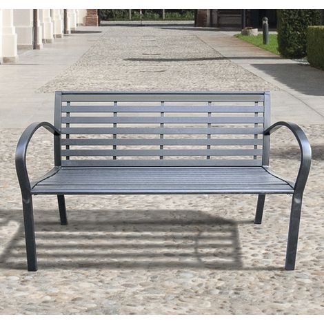 PANCHINA IN ACCIAIO E POLIWOOD TULSA PAPILLON 126x46x80 cm colore antracite