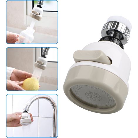 Cabezal rociador de grifo ABS giratorio de 360 grados, adaptador de filtro de rosca interna para boquilla de cocina de lujo, conector de aireador de boquilla con protección contra salpicaduras, 3 modo (1/5)