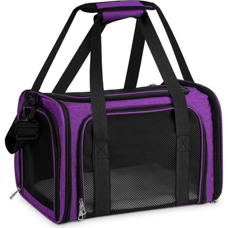 Sac de transport pliable pour chat et chien, respirant, L 50cm, violet (1/5)