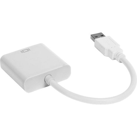Câble convertisseur USB 3.0 vers VGA 1080P, 5 Gbps, adaptateur vidéo externe blanc, 15 broches (1/5)