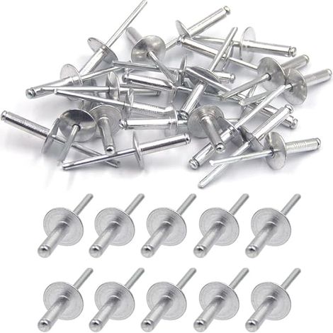 Lot de 100 rivets aveugles en aluminium - Grande bride - 4,8 x 20 mm - Avec mandrin en acier (1/5)