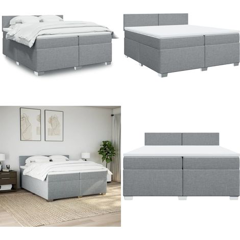 Boxspringbett mit Matratze Hellgrau 200x200 cm Stoff - Boxspringbett - Doppelbett - Bettsystem - Schlafsofa - Polsterbett - Home & Living