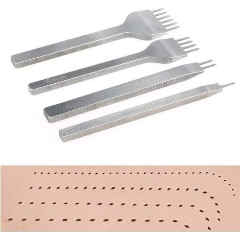 4-teiliges DIY-Lochstanzer-Werkzeugset für Lederhandwerk, Stanzwerkzeugset für Lederhandwerk (4 mm)